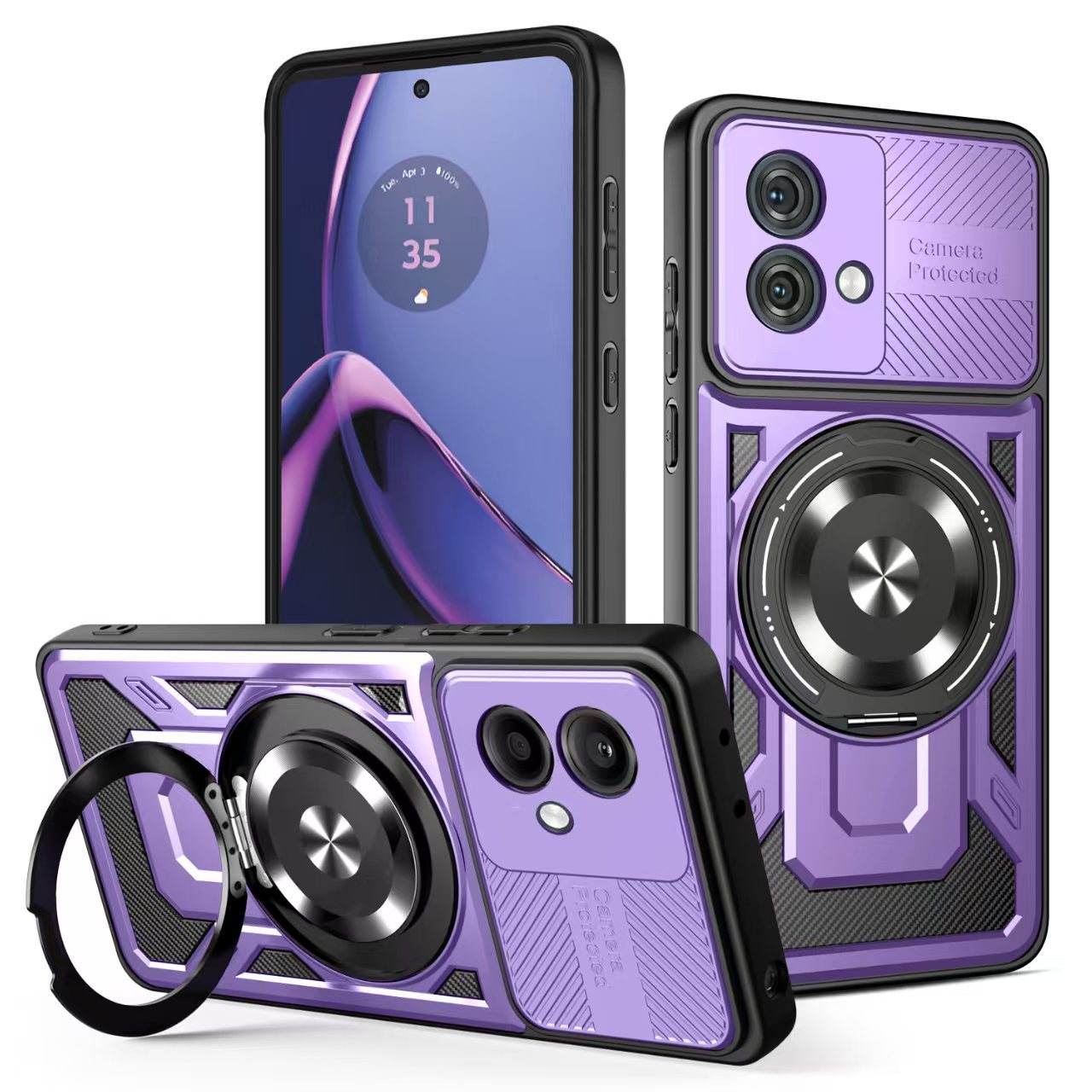 Aplicable MOTO G84 Youjia funda para teléfono móvil G54 descompresión giratoria 360 soporte magnético dos en uno funda protectora anti-caída image 12