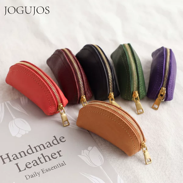 Cross-Border Genuine Leather Key Case, Multi-Functional Zipper Coin Purse, Portable Coin Bag, Mini Lipstick Bag, Women's Jewelry Bag