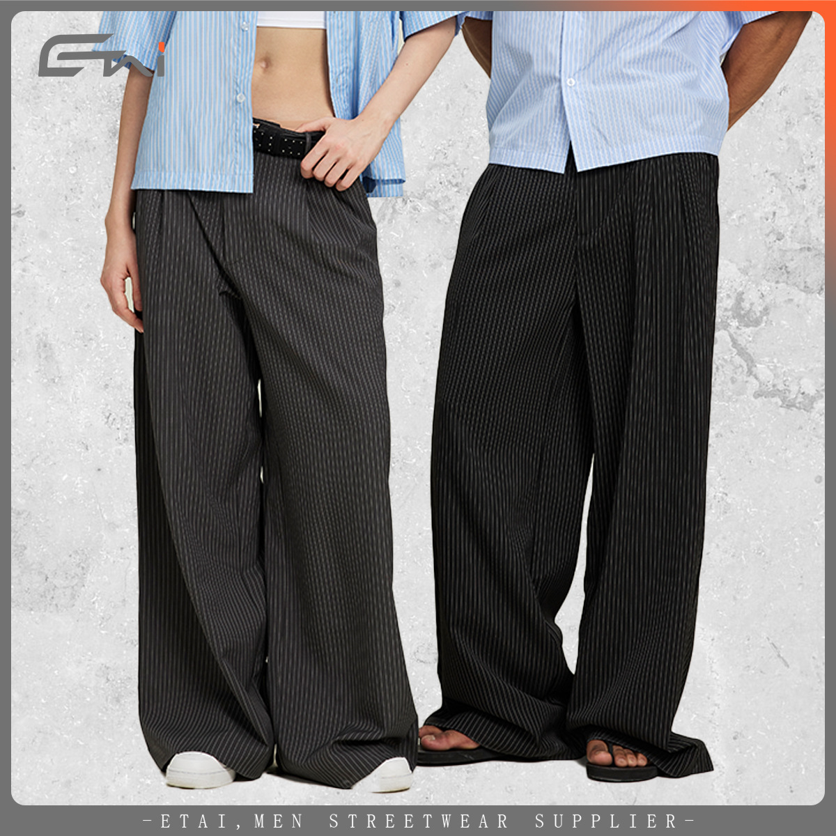 ETAI ropa de hombre personalizada casual hombre pantalones a rayas para viajar con pantalones de moda juvenil sueltos image 3