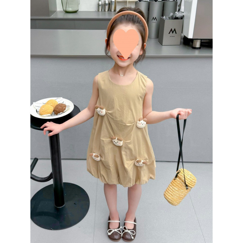 Girls Dress Summer Dress 2025 New Style Children's Red Flower Bud Dress Summer Baby Girl Sleeveless Dress Summer