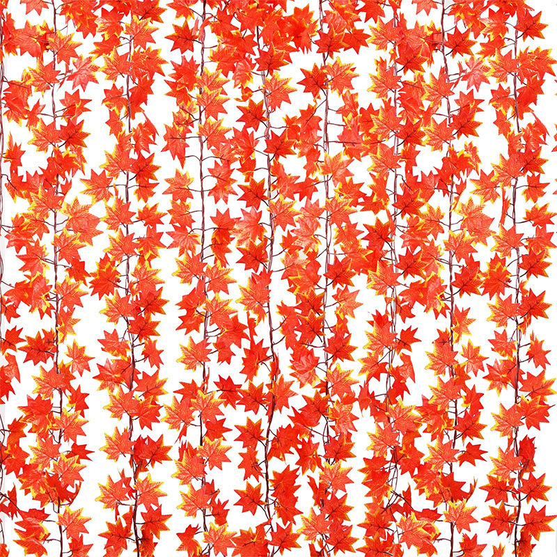 Cross-border artificial autumn maple leaf wreath 12 pieces of artificial hanging vines Thanksgiving family wedding decoration flowers