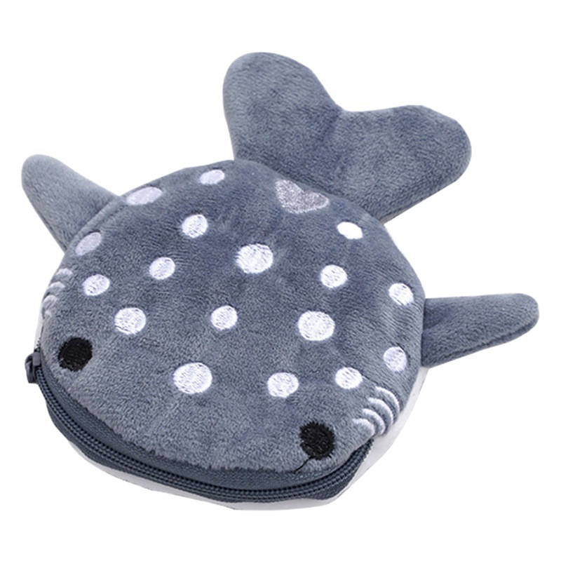 Factory production cartoon children shark coin purse plush zipper bag data cable packaging jewelry pendant small gifts