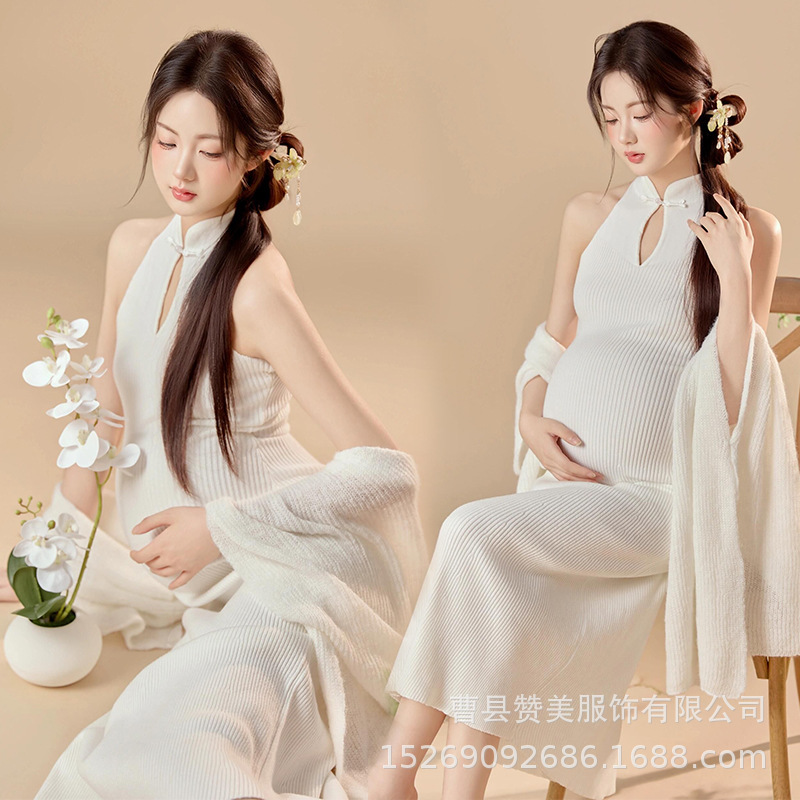 影楼の新型の早春の小清新な妊婦は服を撮影します。