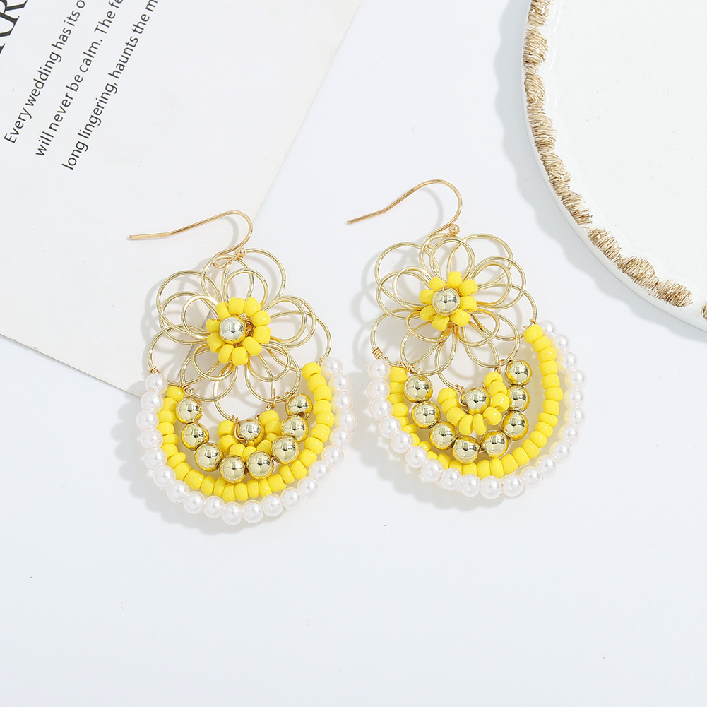 Bohemian Fashion Hand-woven Flower Earrings display picture 1