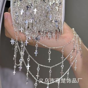 DIY Jewelry Chain Double-Layer Crystal Cross Chain Antique Handmade Hairpin Headdress Tassel Material Bracelet Material
