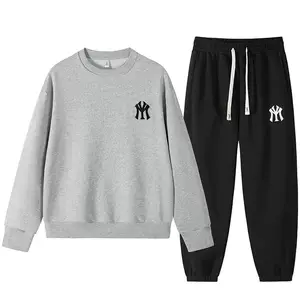 Mf Mlb Ny2024 เสื้อสเวตเชิ้ตคู่รัก ผ้าฝ้ายแท้ คอกลม ยอดนิยม ฤดูใบไม้ร่วง พร้อมกางเกงวอร์ม ชุดกีฬาลำลอง