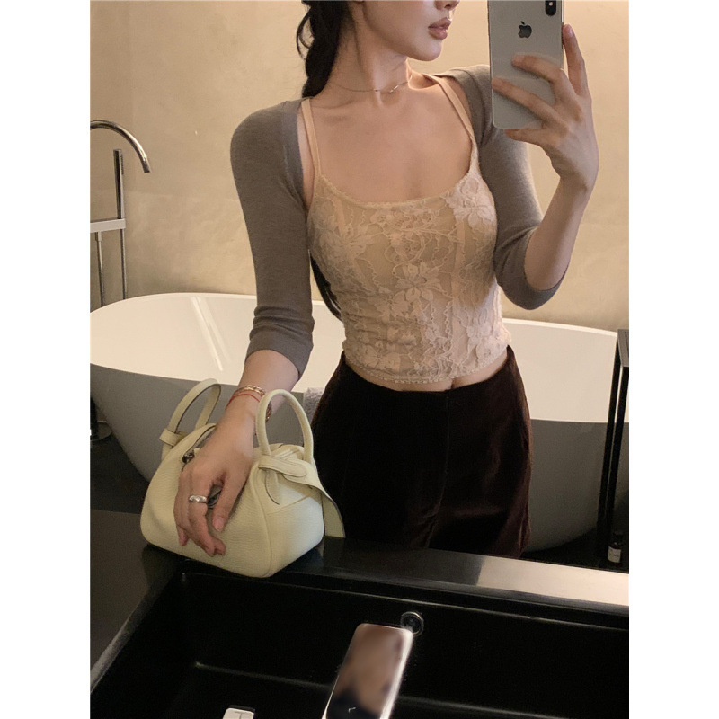 昕可达 dolly古董少女_绝美小重工zim蕾丝绣花吊带背心|undefined