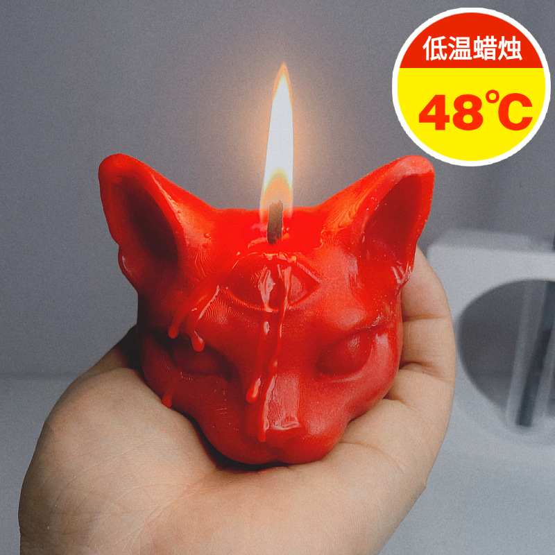 曳艷三眼貓低溫蠟燭 熔點48℃防燙小紅書拍攝道具造型情趣蠟燭