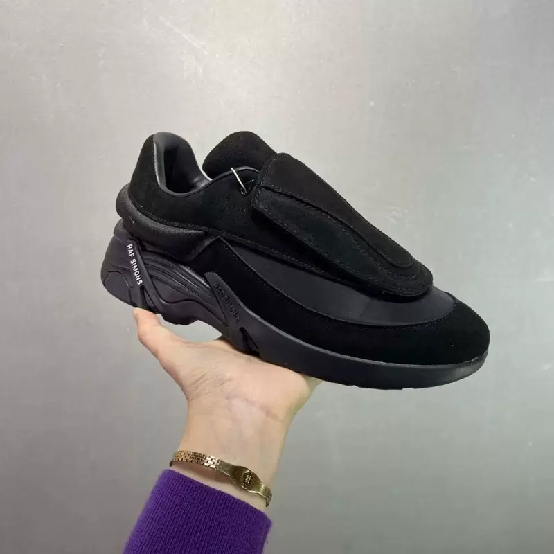 Низкие повседневные кроссовки (RAF SIMONS) унисекс, толстая подошва, комфортные, чёрные/белые, 35–44