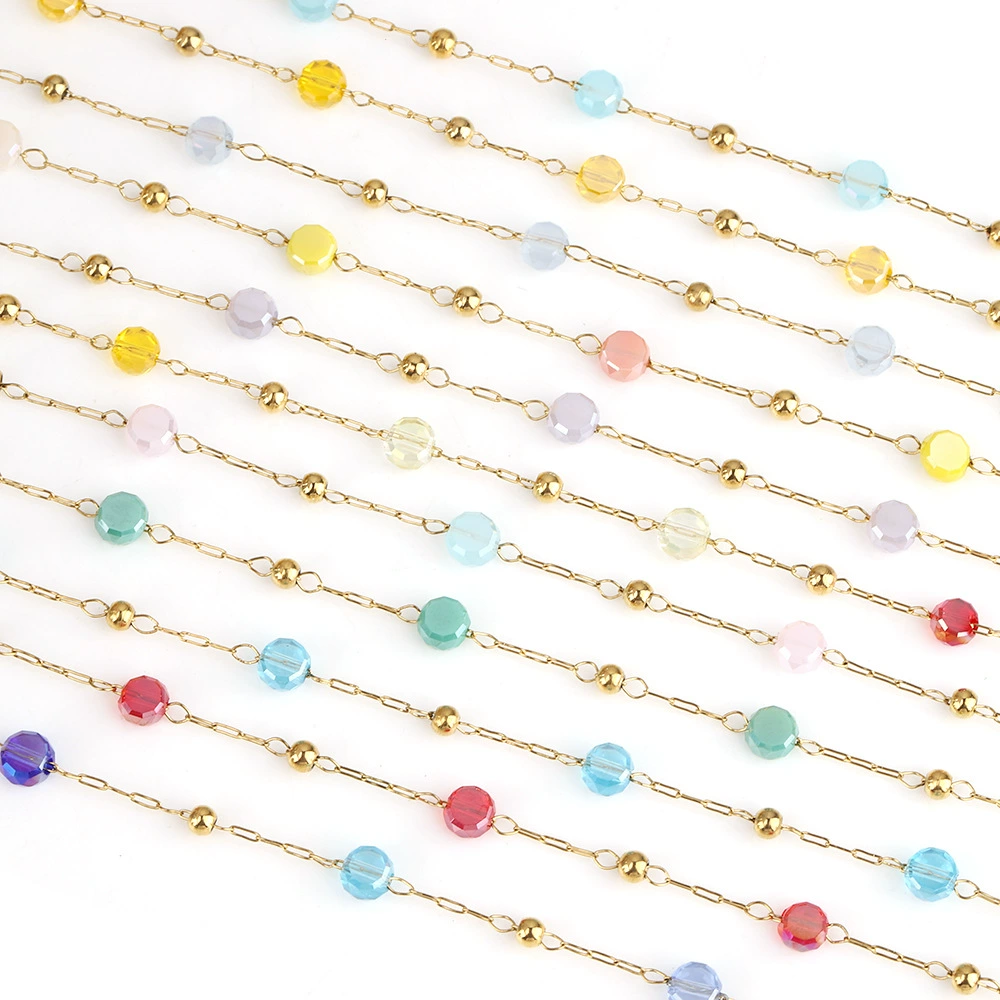 Crystal bracelet stainless steel, beaded bracelet, bar, 4mm, DIY