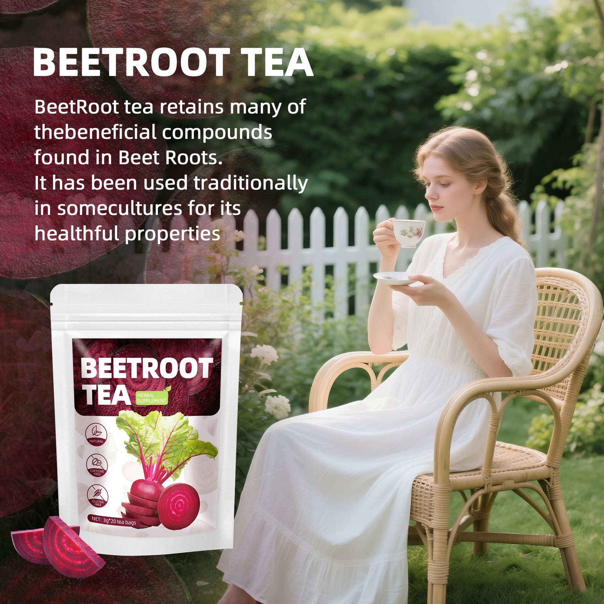 Beetroot Tea Bags Sweet Earthy Herbal Infusion 60g Pyramid Sachets specifications