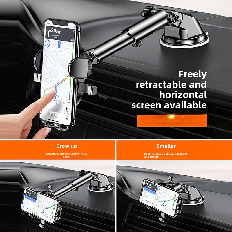 Ny multifunktionell bil teleskopisk sugkopp kolfiber bil mobiltelefon fäste luftkonditionering luft uttag navigation fäste säte_voghion.com