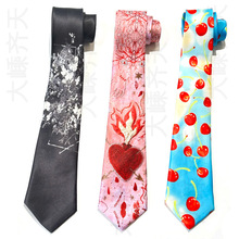 y2k个性火焰心领带设计感小众女手打学生樱桃粉色心脏箭头定位