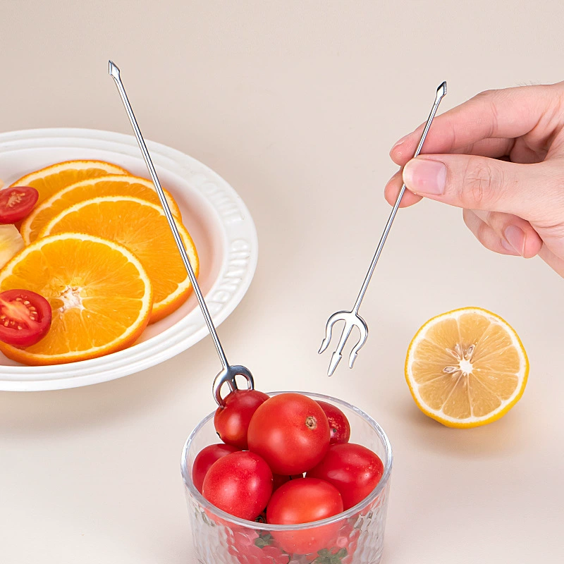 Вилка для фруктов из нержавеющей стали 304, десертная вилка с длинной ручкой, новая серия Neptune, отель, элитный ресторан, бытовые фруктовые палочки