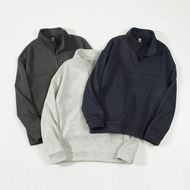 Полу-молния стоячий воротник тяжелый жаккардовый бархатный свитер мужской осень-зима новый американский прилив 360G толстый топ пальто