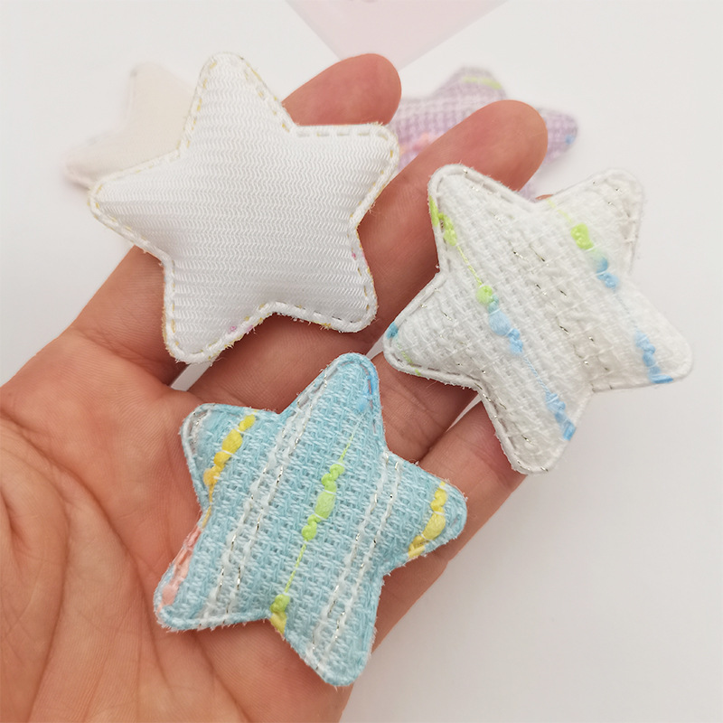 5cm小香风布艺五角星手工服装辅料儿童发饰发夹布艺星星饰品配件|undefined