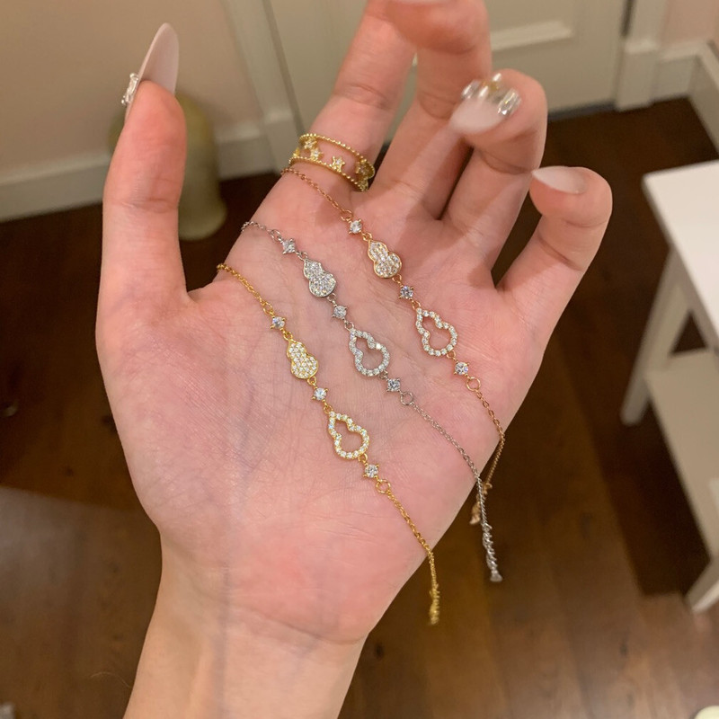 S925 Sterling Silver Full Diamond Gourd Bracelet for Women, Niche Design, Elegant Micro-Inlaid Zircon, Ins Internet Celebrity Hand Jewelry Wholesale S925 Sterling Silver Full Diamond Gourd Bracelet for Women, Niche Design, Elegant Micro-Inlaid Zircon, Ins Internet Celebrity Hand Jewelry Wholesale