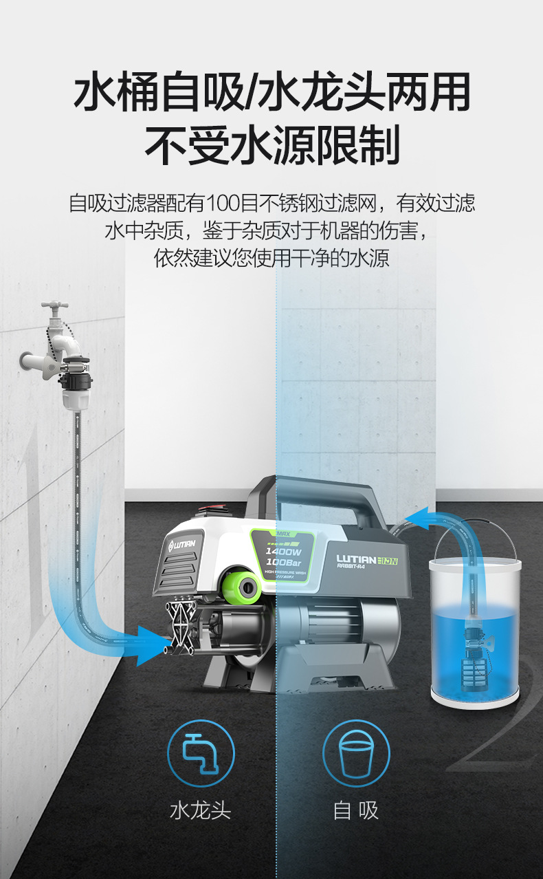 Household Car Washing Machine Sensor High-Pressure Cleaning Machine Car Brushing Artifact 220V Water Gun Water Pump Silver Fox Upgrade Wholesale