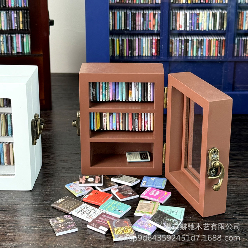 スポット木製ミニチュア本棚装飾品減圧抗不安おもちゃ本棚リビングルーム寝室装飾装飾品シェイクブック|undefined