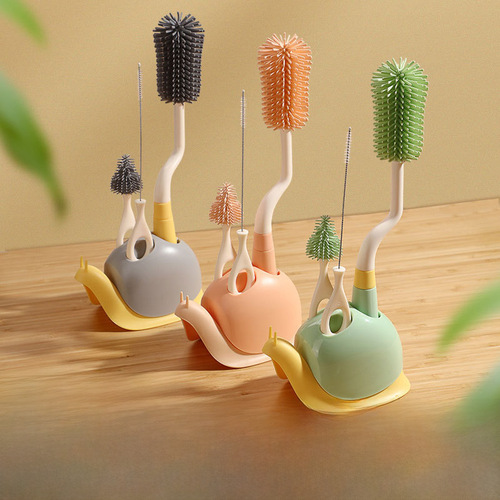 New silicone bottle brush baby straw brush 360-degree rotating cup cleaning tool for cleaning bottle brushes