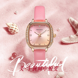 Genuine Disney Disney Mickey joint new product hot selling sun pattern women's watch ladies fashion square classic stone