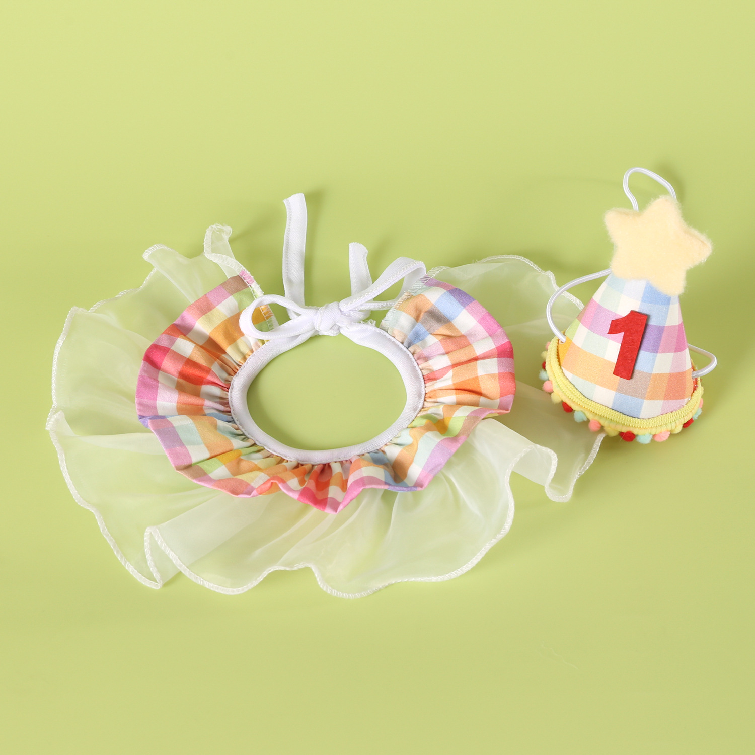 2025 set de cumpleaños de mascotas de bordos de cuadros de colores baudoles de encaje sombreros de pelota digitales perros y gatos pequeños y medianos