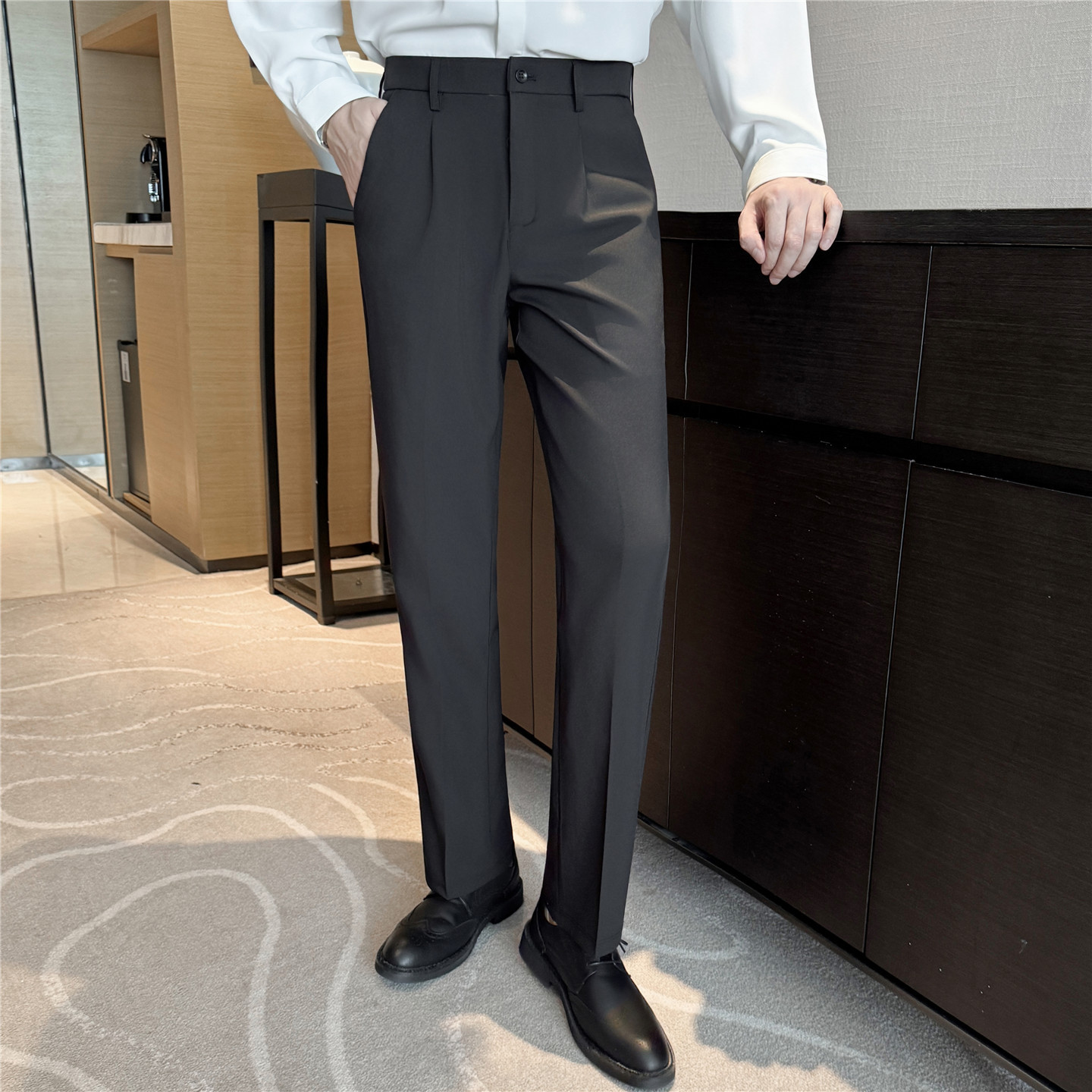 Foreign Trade Wholesale Dropshipping~~Men's Casual Straight-Leg Light Luxury Business Casual Pants with Elastic Waist Suit Pants
