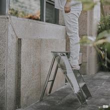 日式简约家用梯子  透明亚克力便携伸缩折叠梯置物三步踏板塑料梯