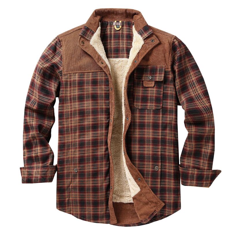 European-sized Plaid Shirt Amazon jacket Men's Coat Cross-border Velvet Plus Size Winter Warm Cotton jacket