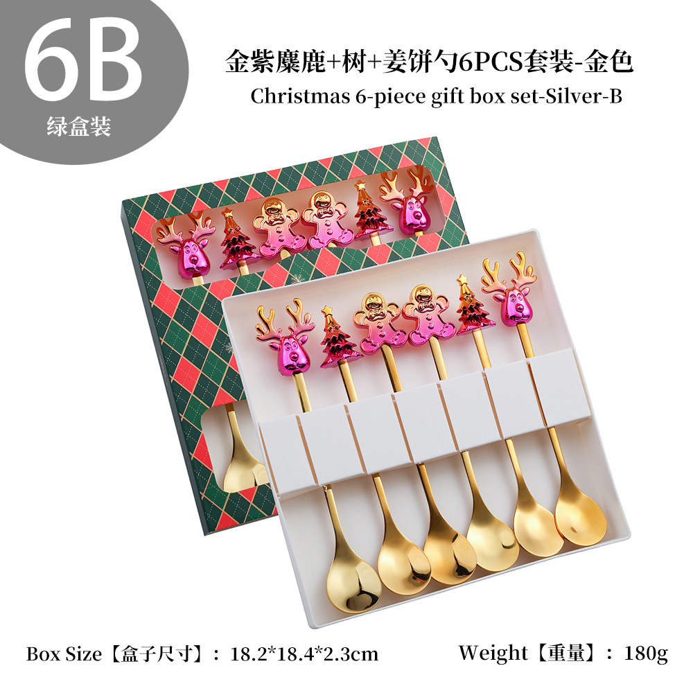 W juego de cuchara de Navidad transfronteriza dibujos animados lindo divertido muñeco de nieve cuchara postre de Navidad creativo cuchara tenedor vajilla de regalo