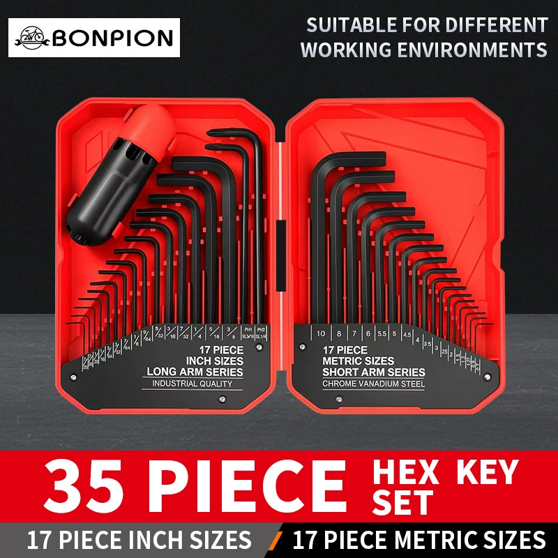 Набор из 35 шестигранных ключей. Набор метрических и дюймовых шестигранных ключей. L-образный шестигранный ключ с плоской головкой.