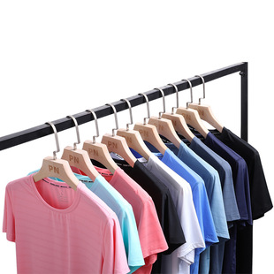 Outdoor T-shirt Men's Sports Quick-drying Sweat-wicking Short-sleeved Top Comfortable Elastic Ice Silk Round Neck Solid Color T-shirt Women's Large Size Trendy