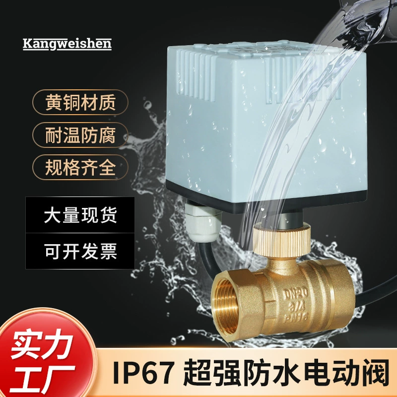Трансграничный специально для электрического двухходового клапана Чистая медь открытый водонепроницаемый IP67 водяной клапан центральный кондиционер фанкойл электрический клапан