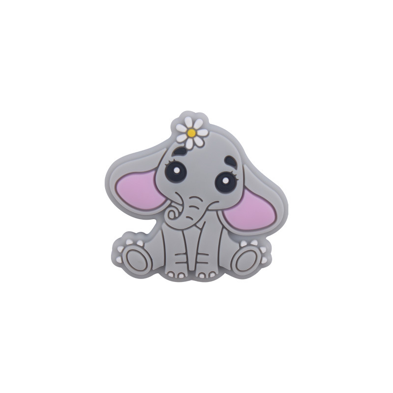 Suministros para bebés de dibujos animados animal elefante mordedor de silicona creativo lindo bebé mordida pezón accesorios de cadena anti-caída