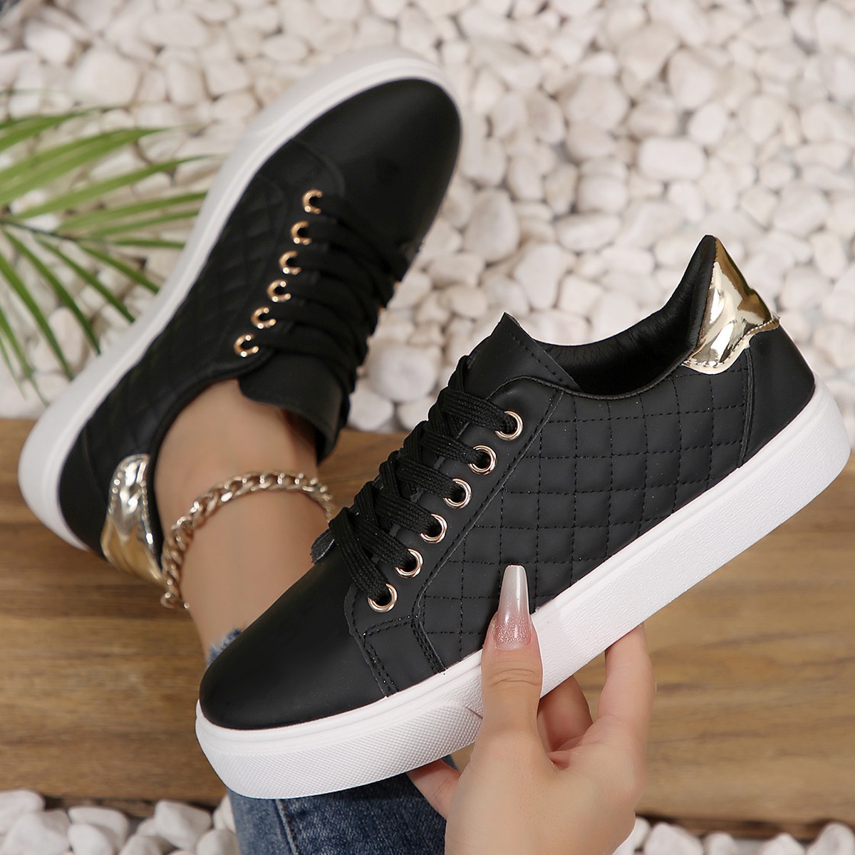 solid color white sneakers flat for leisure