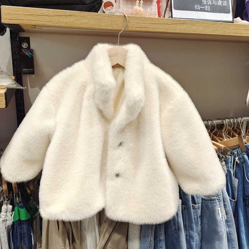 Girls' Fur Coat Winter fleece-lined Imitation Mink Hair Baby Cotton-padded Coat Girl's Western-style Cotton-padded Coat Children's Woolen Sweater