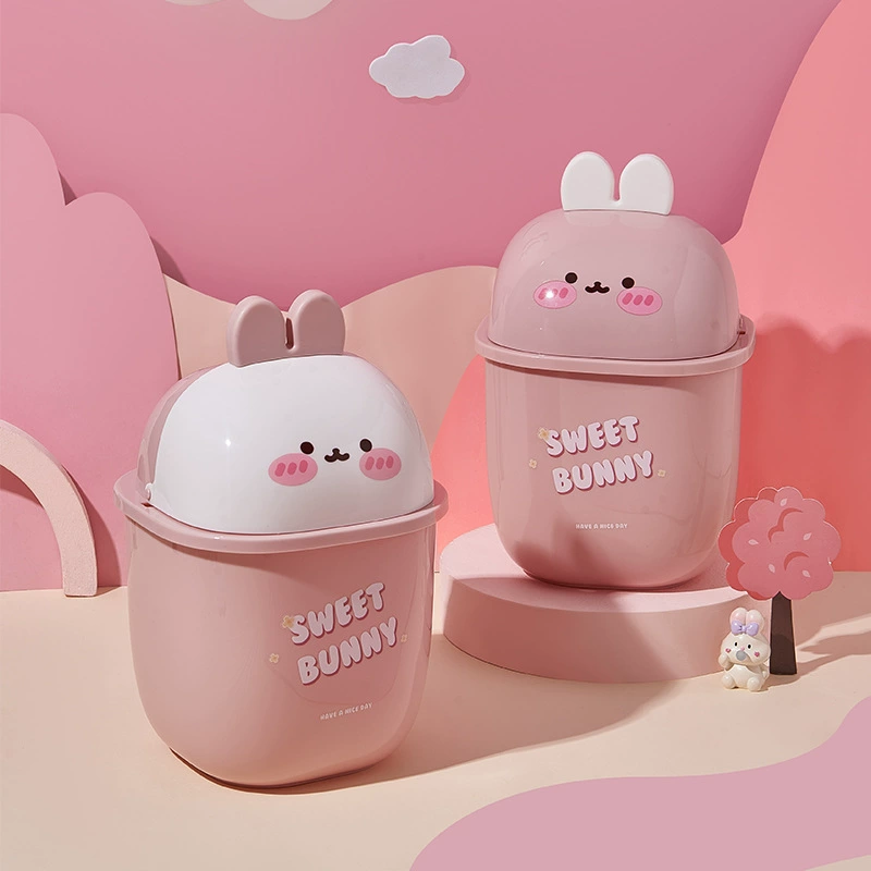 Интернет-знаменитости кролик Настольный мусорный бак мини Креатив с крышкой бытовой офис небольшой размер Макулатура Корзина флип-хранилище