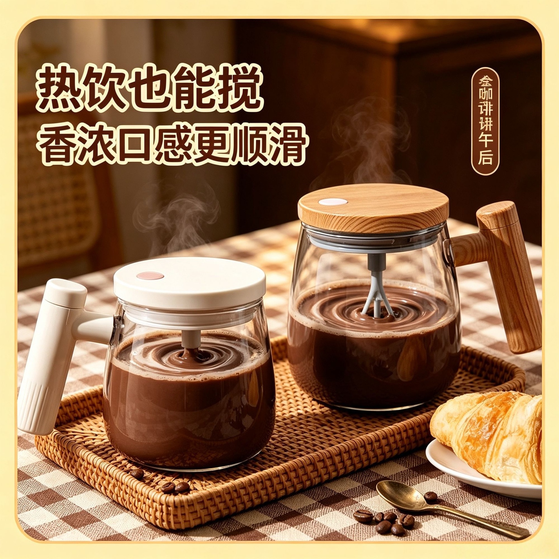 High-temperature household milk powder and soy milk cup with anti-scald handle and lid, glass cup, rechargeable automatic stirring cup, durable