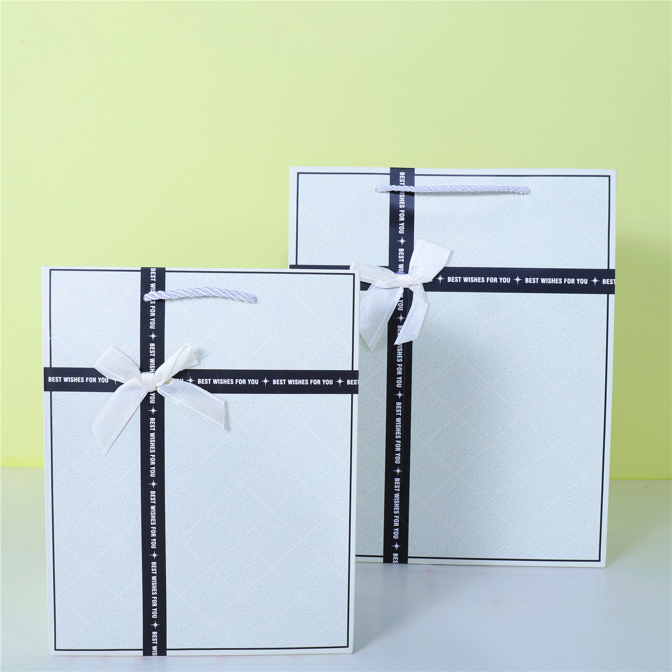 蝴蝶結禮物袋單色紅色白卡購物紙袋情人節服飾手提袋子跨境專供袋