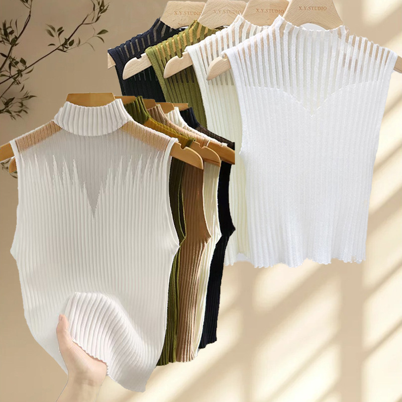 Cross-Border European and American In-Stock 2026 New Summer Sleeveless Mesh Hollow-Out Knit Top Elegant Vacation Casual Blouse Cross-Border European and American In-Stock 2026 New Summer Sleeveless Mesh Hollow-Out Knit Top Elegant Vacation Casual Blouse