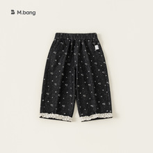 邦选童装韩版秋季新款童裤女宝宝长裤儿童直筒裤花边女童牛仔裤