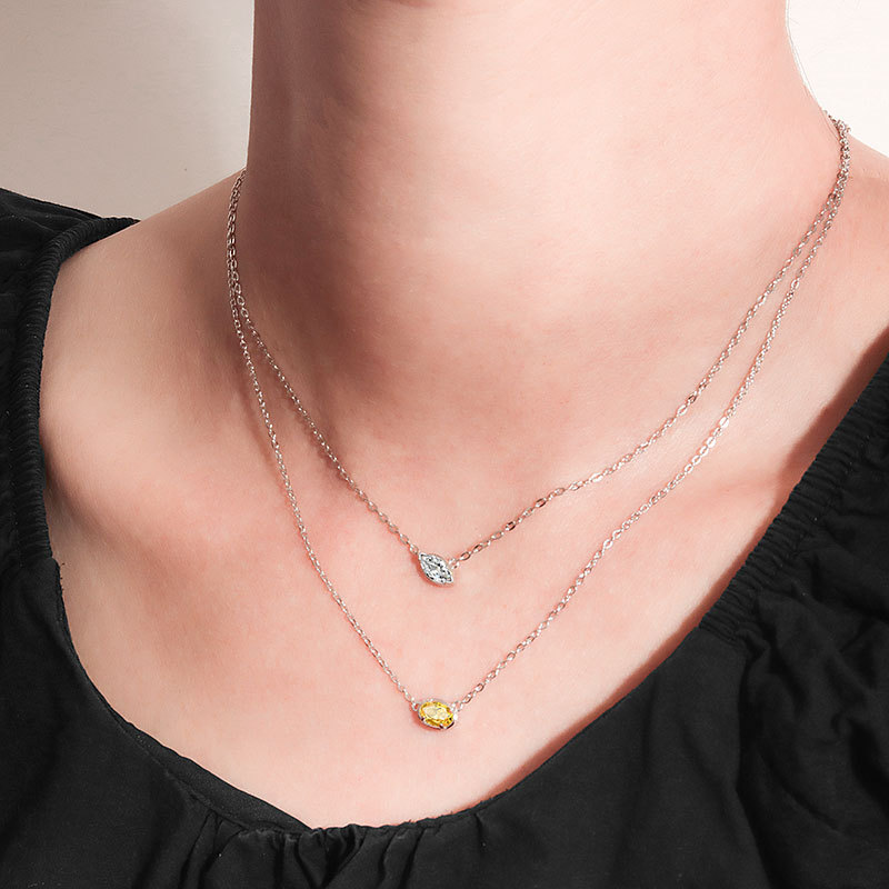 S925 Sterling Silver Simple Geometric Diamond Cube Sugar Necklace