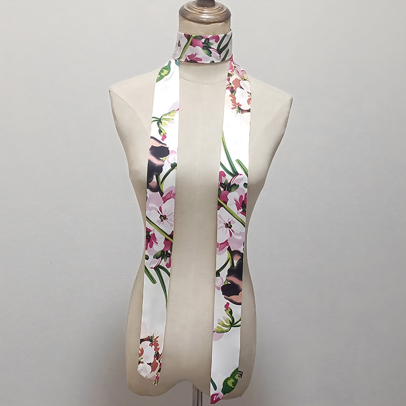 韓国版の細い細い長さの小さいスカーフの女性はバッグの取っ手を縛って春夏の秋のシフォンのプリントの小さいスカーフのマフラーを持ちます。|undefined