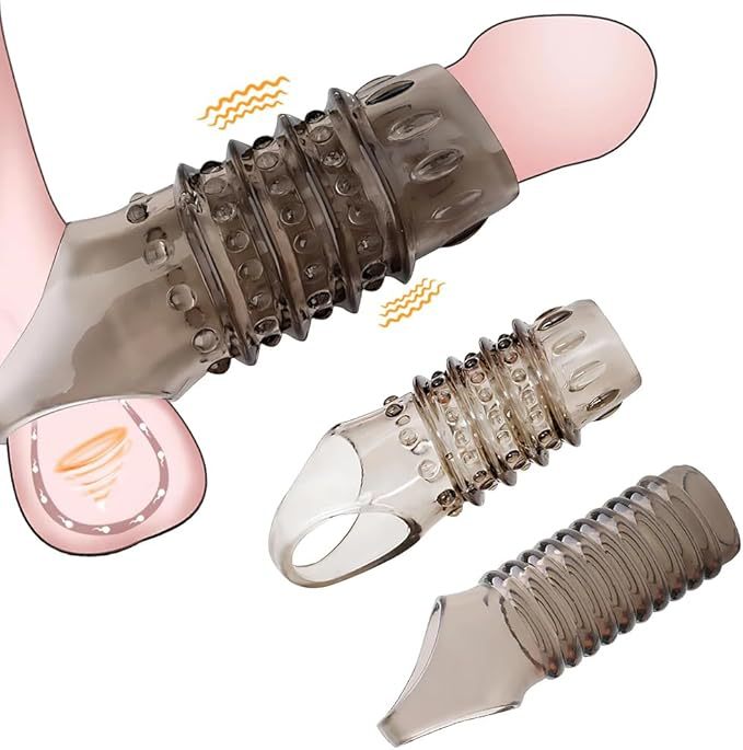 Wolf-Tooth Textured TPE Condom Sleeve, Thickened Delay Design, Transparent Adult Set — detail image 12