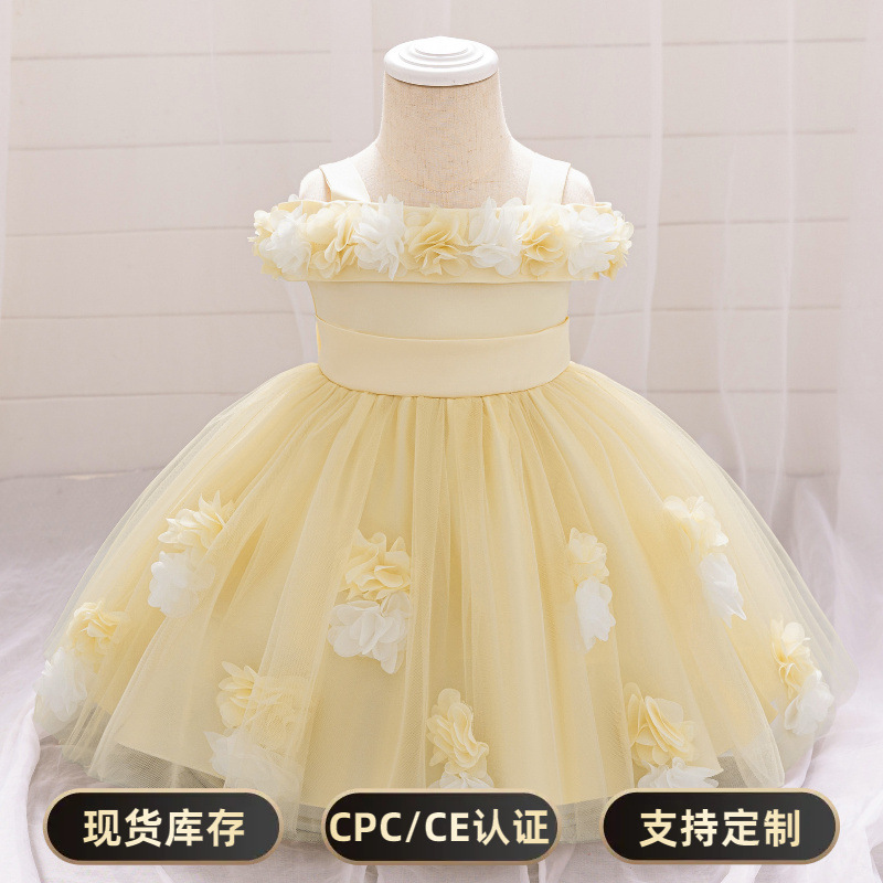 2026 nuevo vestido de niña decal vestido de princesa de malla princesa de niña pequeña princesa de verano vestido
