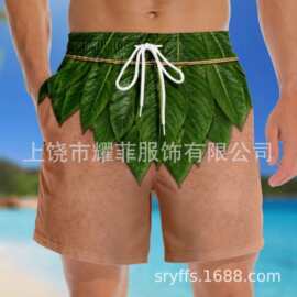 男士明线拼色三角跨境爆款欧美渐变沙滩夏威夷男式沙滩裤休闲短裤