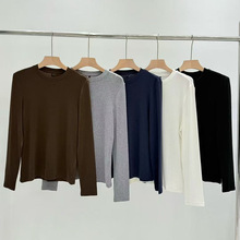 T原单 轻奢舒适经典百搭圆领软糯桑蚕丝羊毛弹力显瘦保暖打底衫女