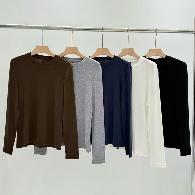 T original single light luxury comfortable classic all-match round neck soft glutinous mulberry silk wool stretch slimming warm bottoming shirt for women T original single light luxury comfortable classic all-match round neck soft glutinous mulberry silk wool stretch slimming warm bottoming shirt for women