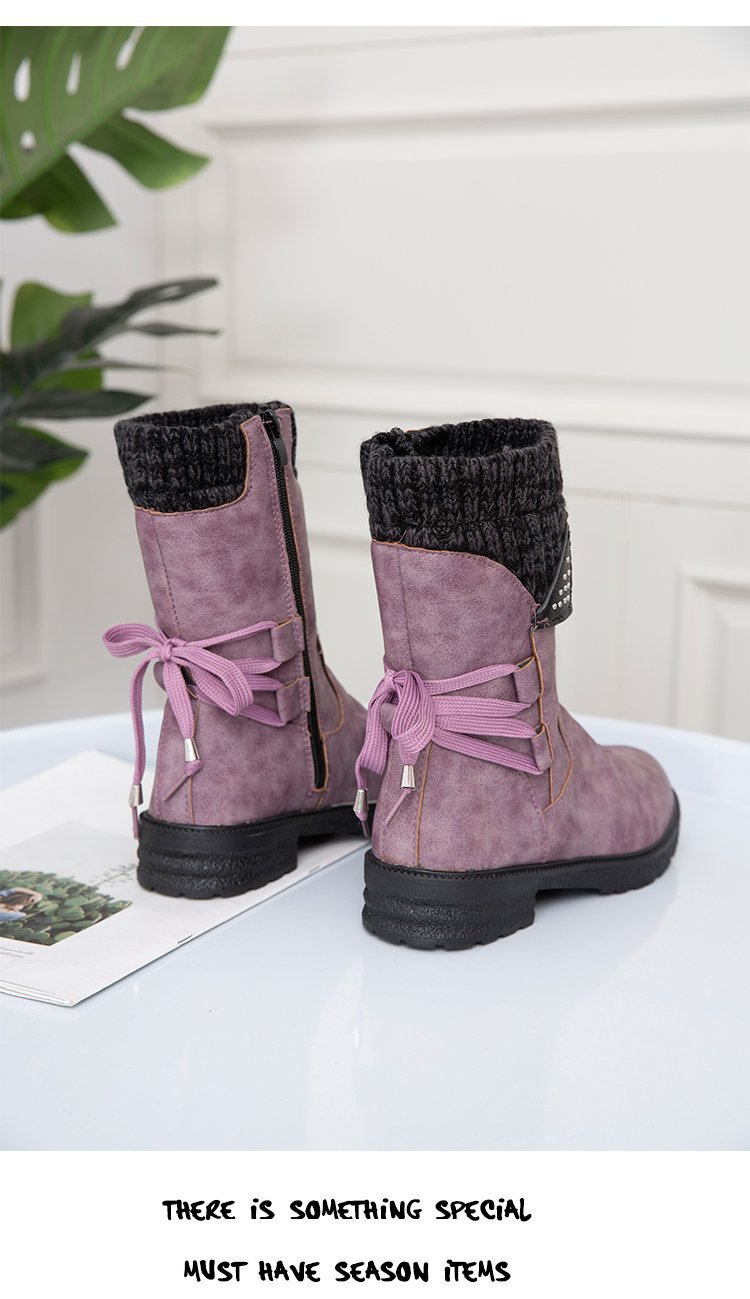 Large Size Short Boots Women Fashion Explosion Outer Boots Women Solid Color Low Heel Short Boots_voghion.com