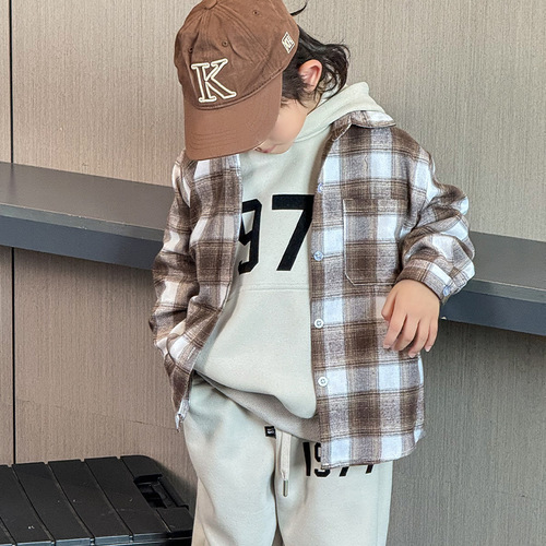 Boys 'shirt, long-sleeved spring and autumn, 2026 new style, middle-aged children's handsome fashionable shirt, boys' casual shirt, pure cotton
